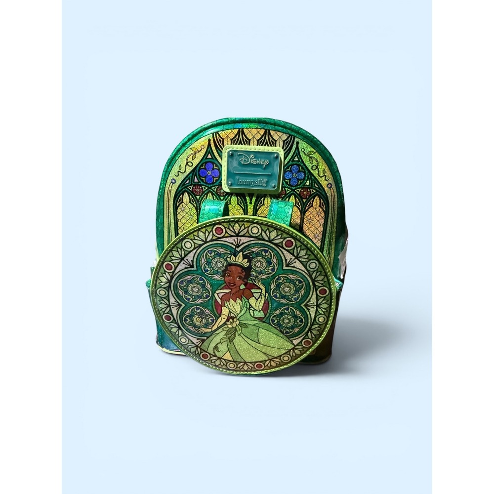 Loungefly Disney Princess Tiana Stained Glass Mini Backpack Green Iridescent New